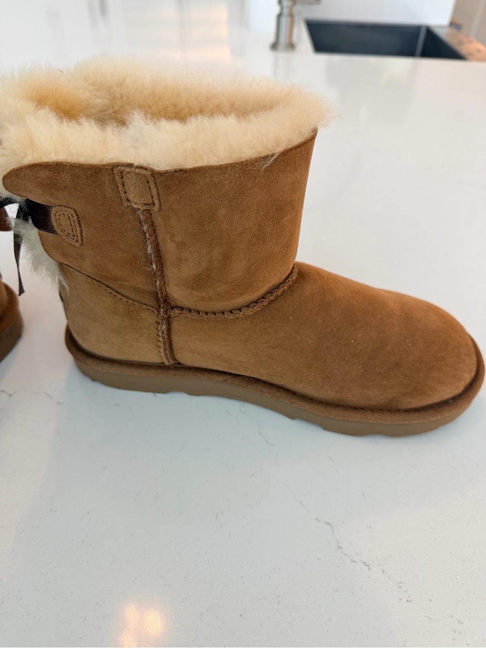 UGG Bailey Bow Mini Boot in Chestnut - Picture 3 of 7